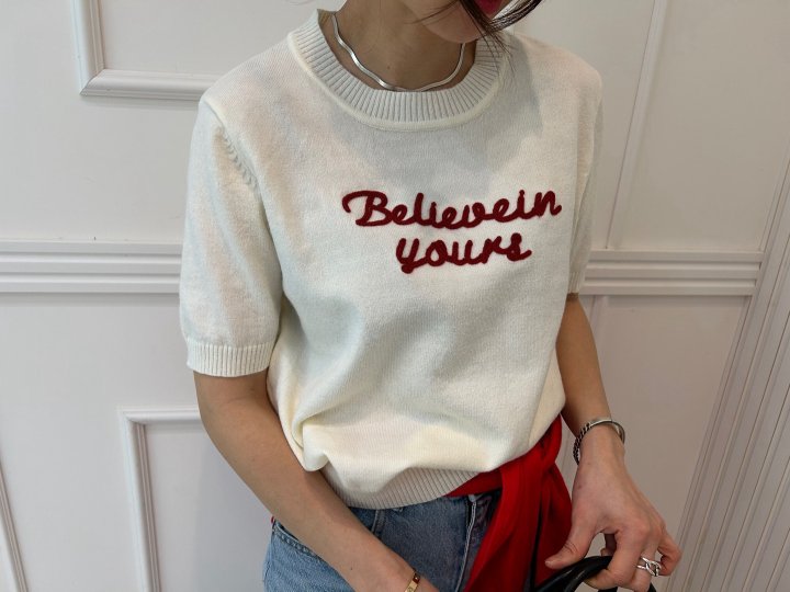 Pearls room - Korean Women Fashion - #womensfashion - Lettering Knit - 8