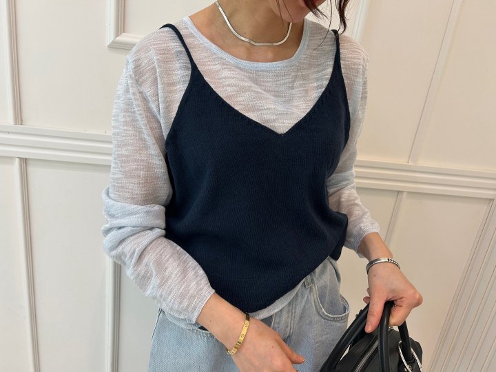 Pearls room - Korean Women Fashion - #momslook - Strap Sleeveless Set - 4