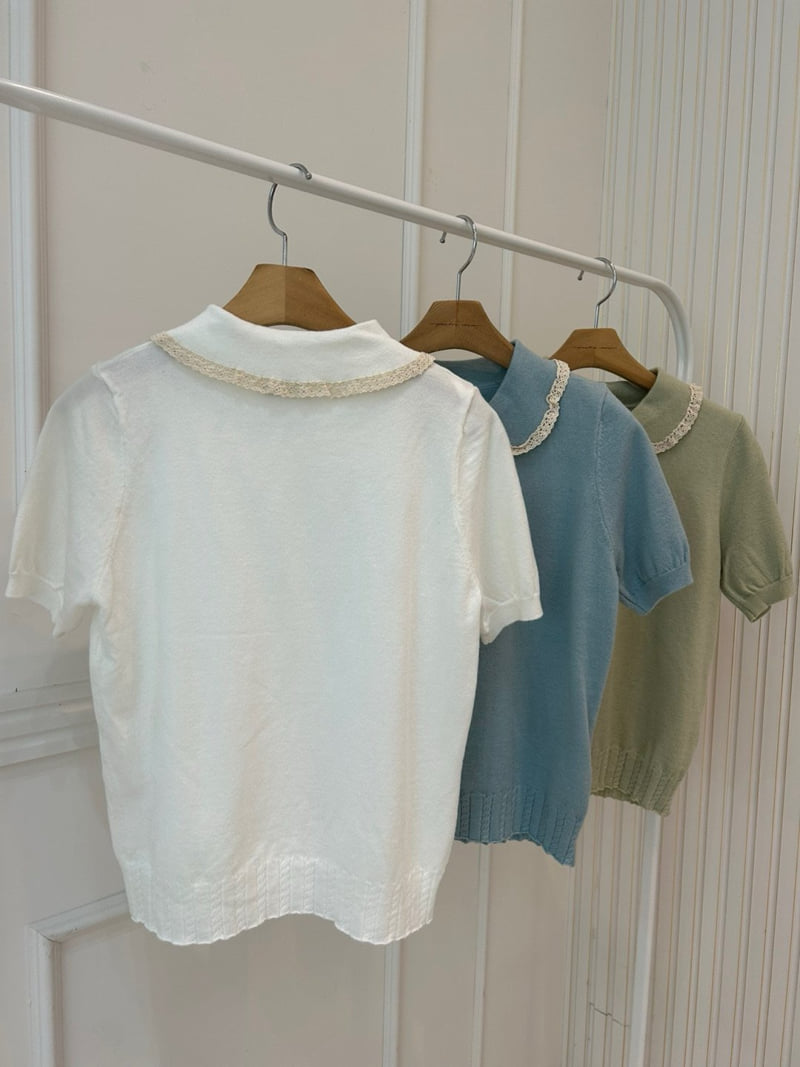 Pearls room - Korean Women Fashion - #womensfashion - Round Collar Knit - 12