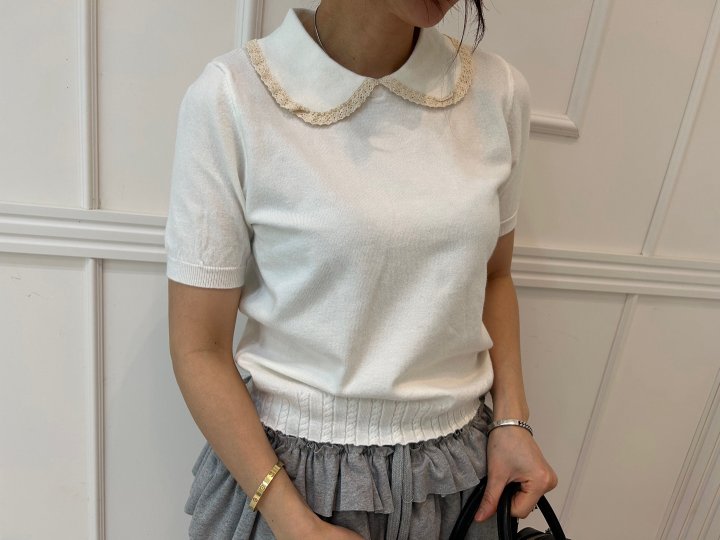 Pearls room - Korean Women Fashion - #womensfashion - Round Collar Knit - 6