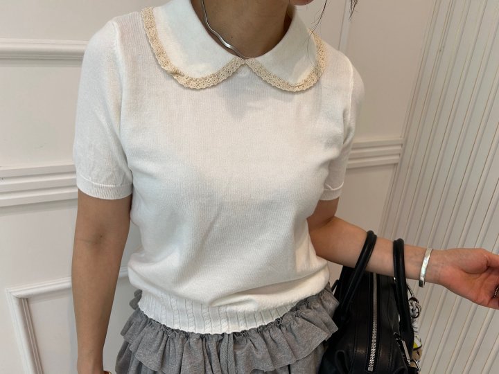 Pearls room - Korean Women Fashion - #womensfashion - Round Collar Knit - 8