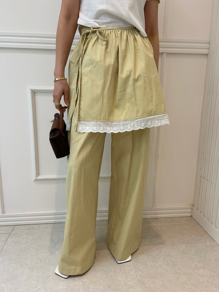 Pearls room - Korean Women Fashion - #womensfashion - Wrap Lace Slacks - 8