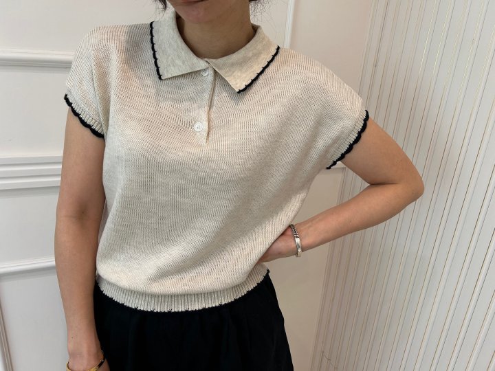Pearls room - Korean Women Fashion - #womensfashion - Wave Collar Knit Top - 11