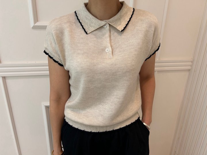 Pearls room - Korean Women Fashion - #womensfashion - Wave Collar Knit Top - 9