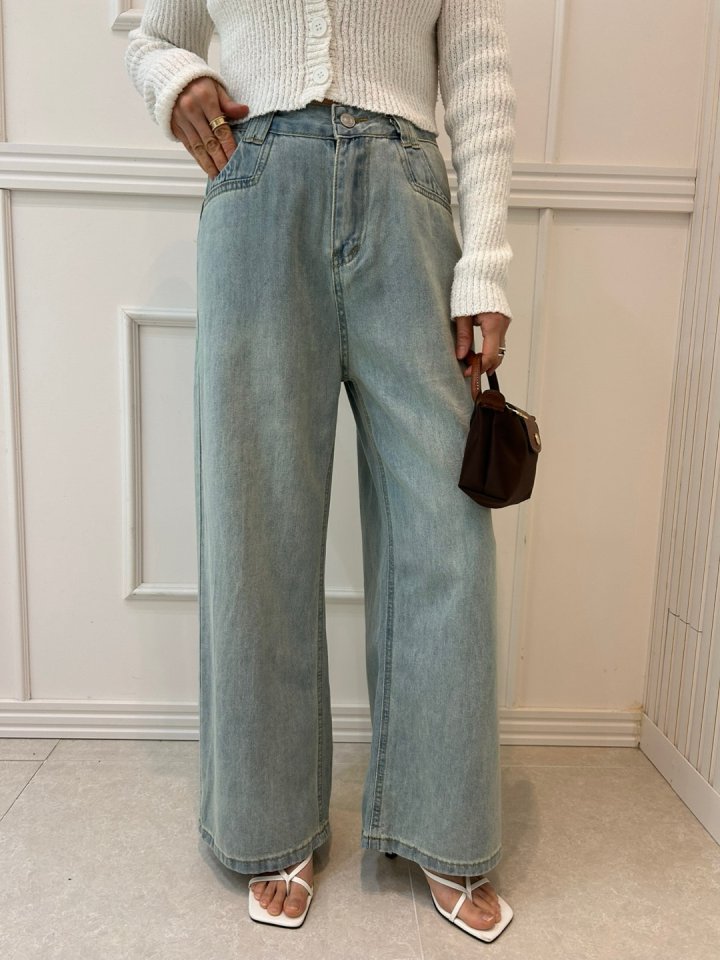 Pearls room - Korean Women Fashion - #momslook - Ice Denim Pants - 4
