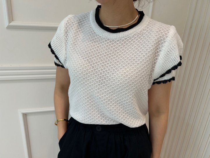 Pearls room - Korean Women Fashion - #womensfashion - Sleeve Frill Knit Top
