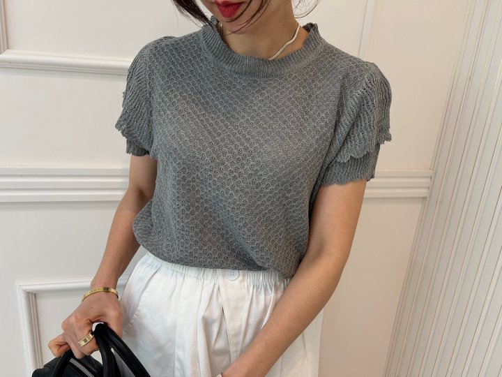 Pearls room - Korean Women Fashion - #womensfashion - Sleeve Frill Knit Top - 11