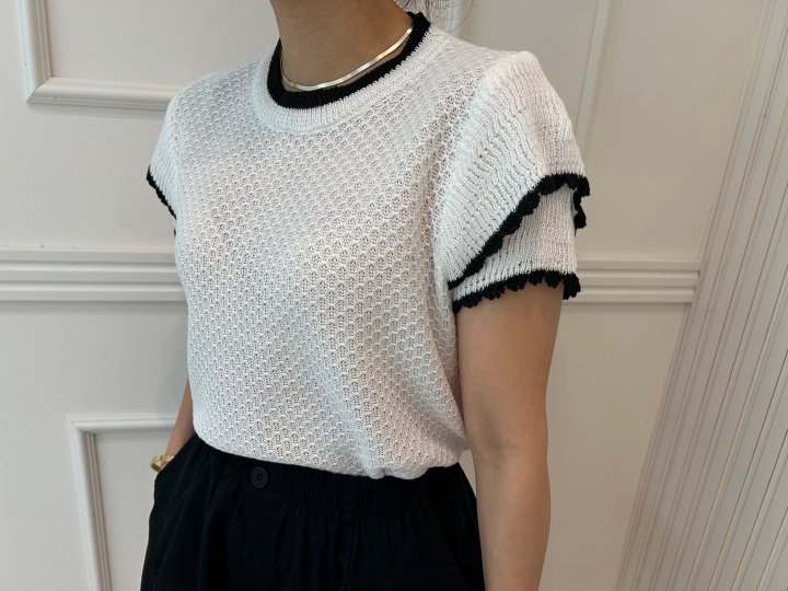 Pearls room - Korean Women Fashion - #womensfashion - Sleeve Frill Knit Top - 3