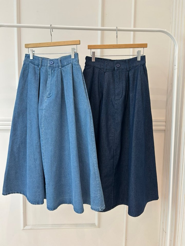 Pearls room - Korean Women Fashion - #womensfashion - Pintuck Denim Skirt - 10