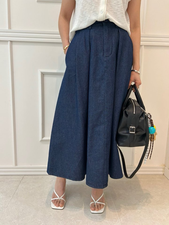 Pearls room - Korean Women Fashion - #womensfashion - Pintuck Denim Skirt - 6