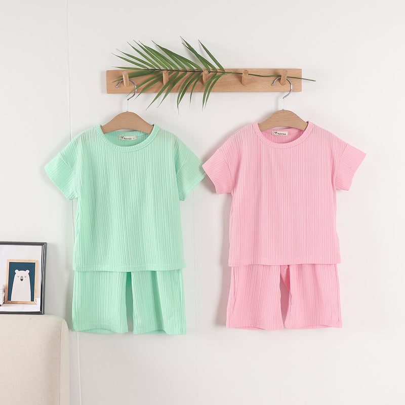 Pepper Mint - Korean Children Fashion - #Kfashion4kids - Stripe Top Bottom Set - 2