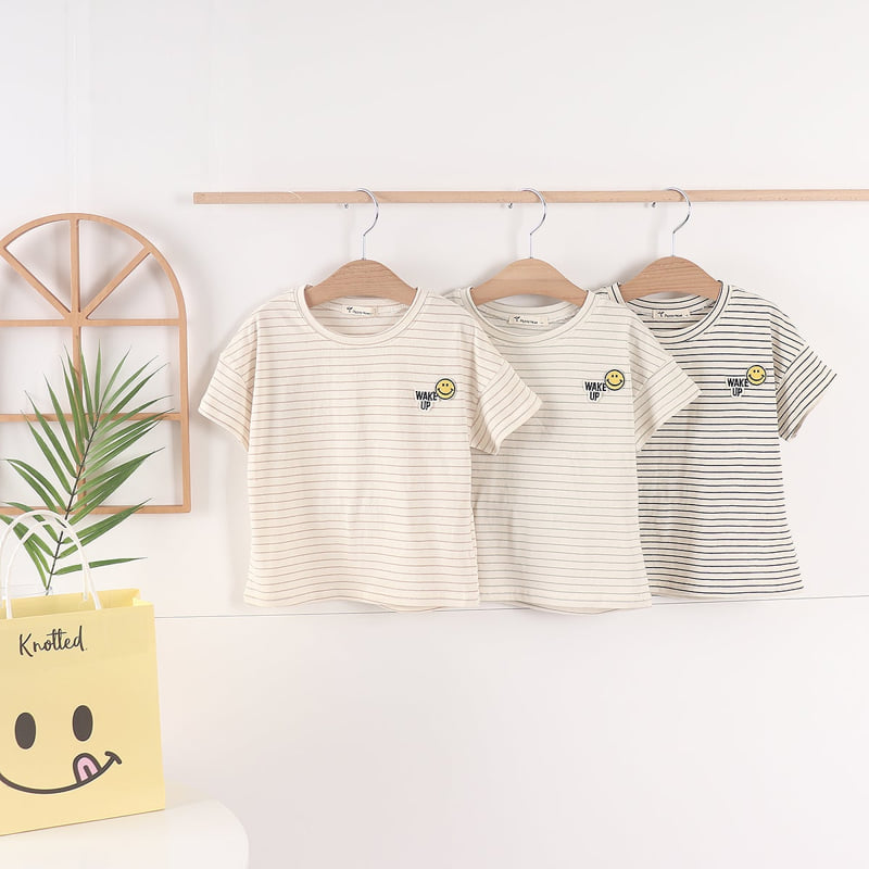 Pepper Mint - Korean Children Fashion - #Kfashion4kids - Stripe Smile Tee