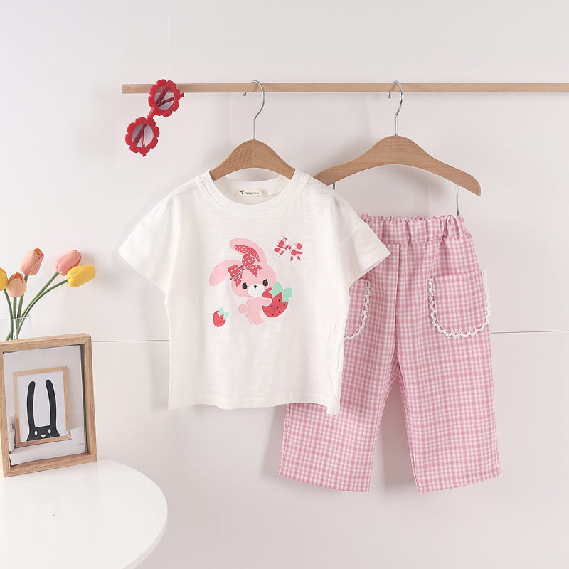 Pepper Mint - Korean Children Fashion - #Kfashion4kids - Strawberry Rabbit Tee - 8