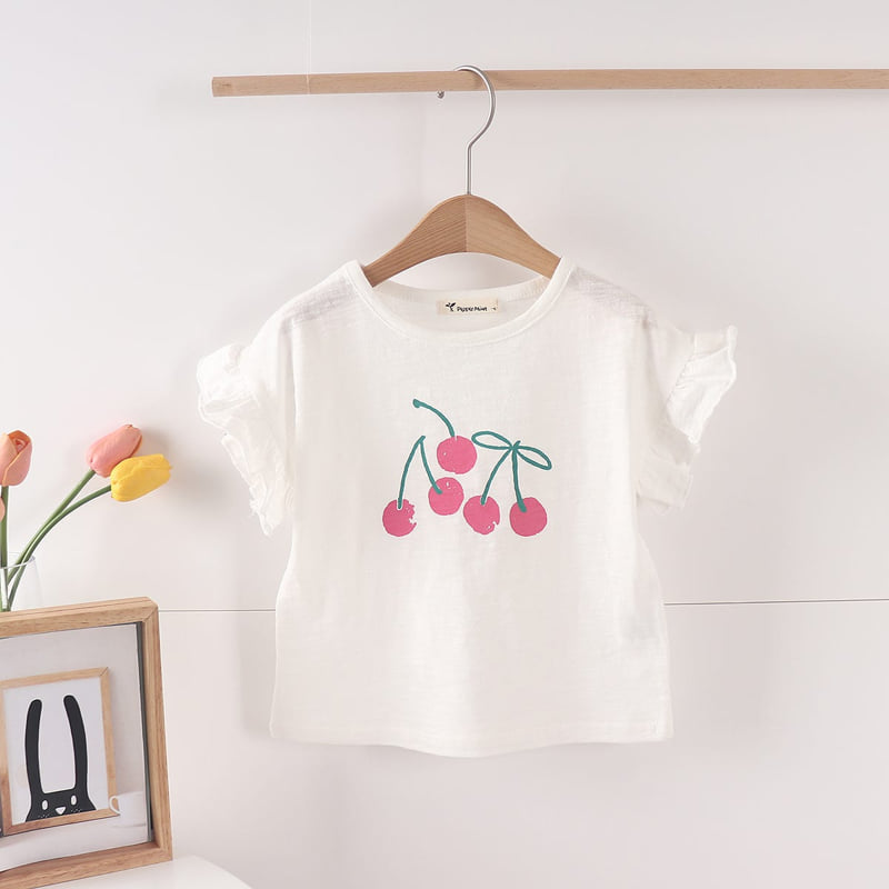 Pepper Mint - Korean Children Fashion - #kidzfashiontrend - Cherry Frill Tee - 4
