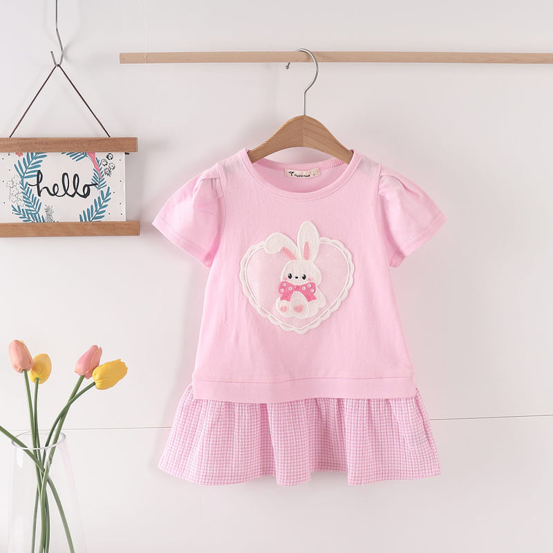 Pepper Mint - Korean Children Fashion - #Kfashion4kids - Check Rabbit Long Tee - 3