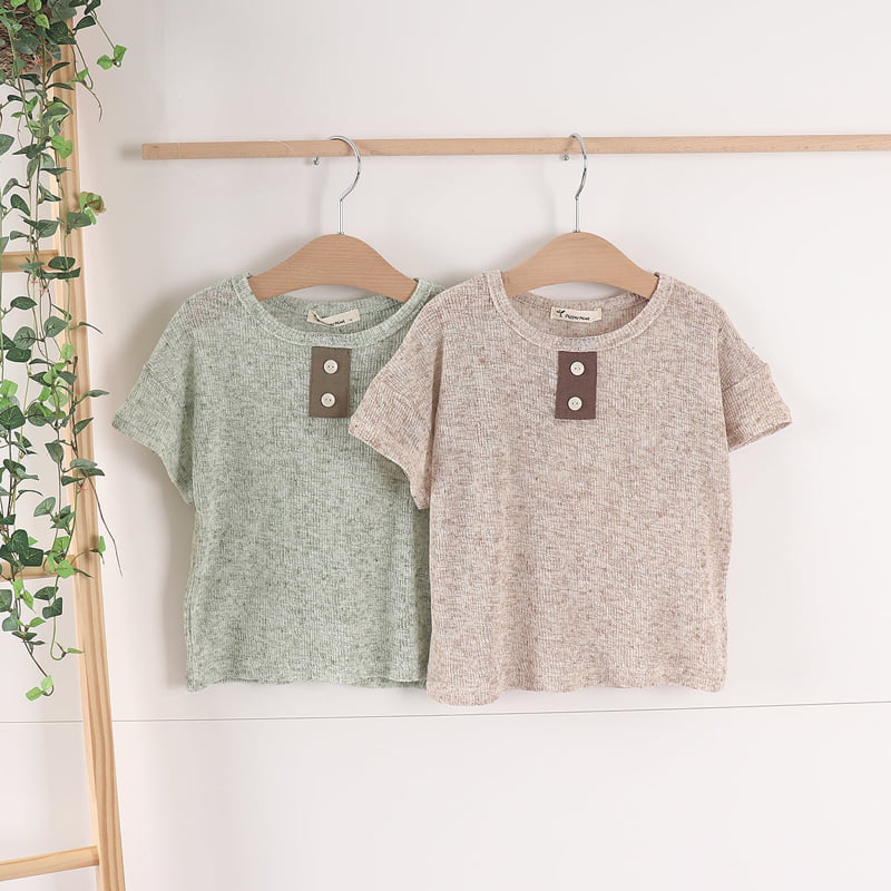 Pepper Mint - Korean Children Fashion - #childofig - Knit Button Tee
