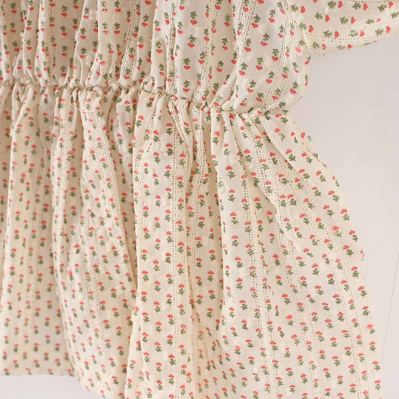 Pepper Mint - Korean Children Fashion - #childofig - Small Flower Blouse Top Bottom Set - 7