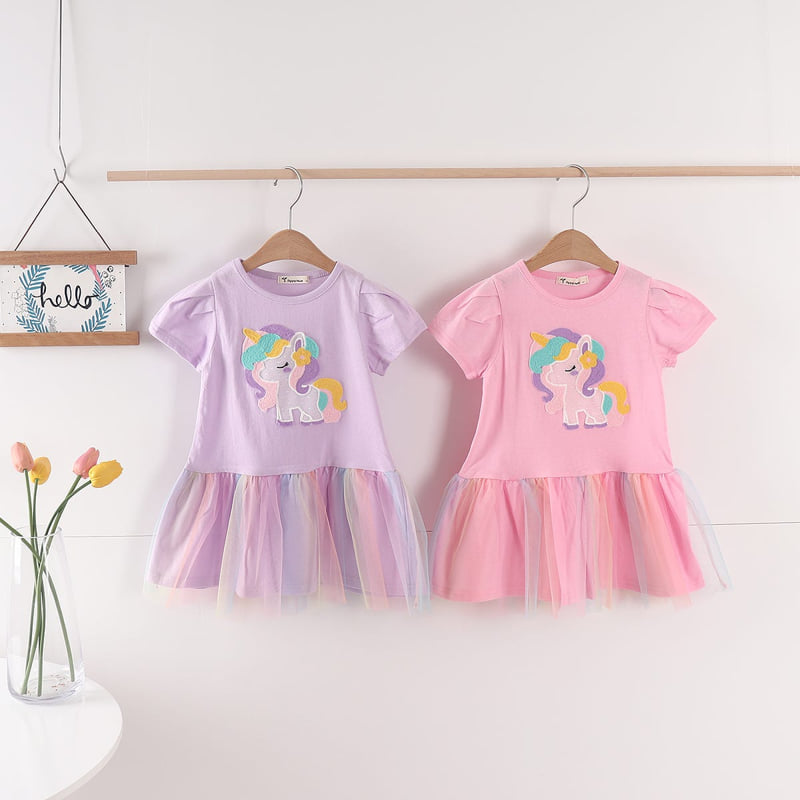 Pepper Mint - Korean Children Fashion - #childofig - Unicorn Short Sleeve One-piece