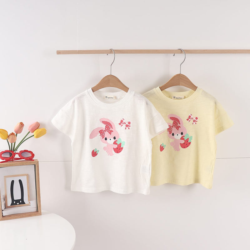 Pepper Mint - Korean Children Fashion - #childrensboutique - Strawberry Rabbit Tee