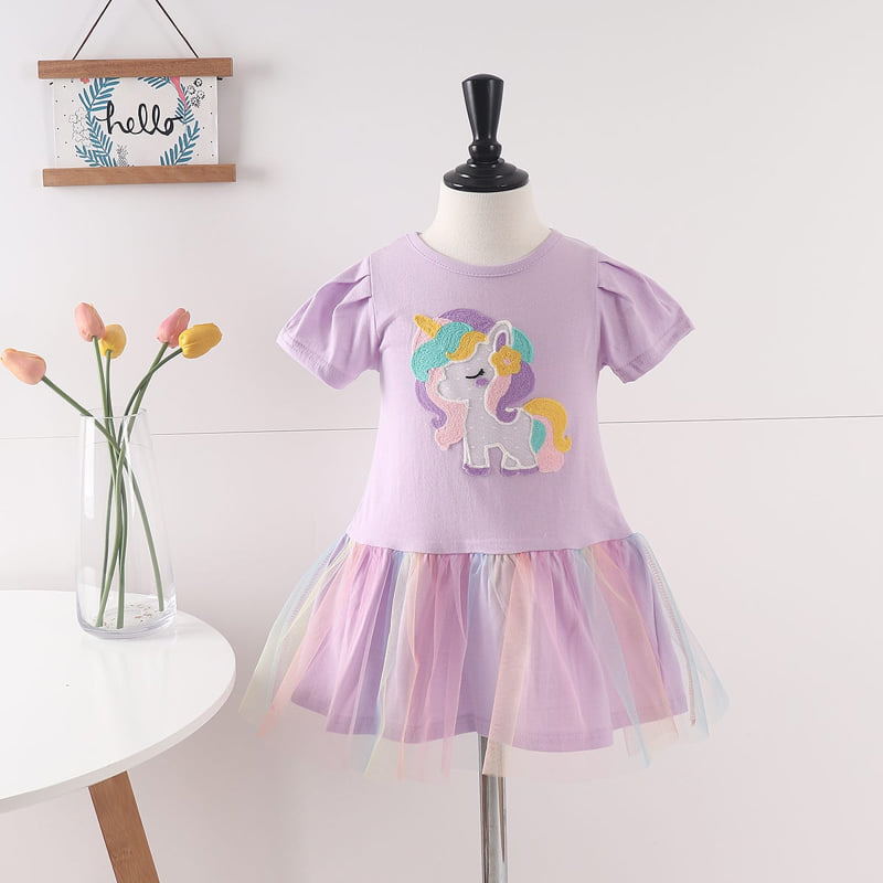 Pepper Mint - Korean Children Fashion - #childrensboutique - Unicorn Short Sleeve One-piece - 2