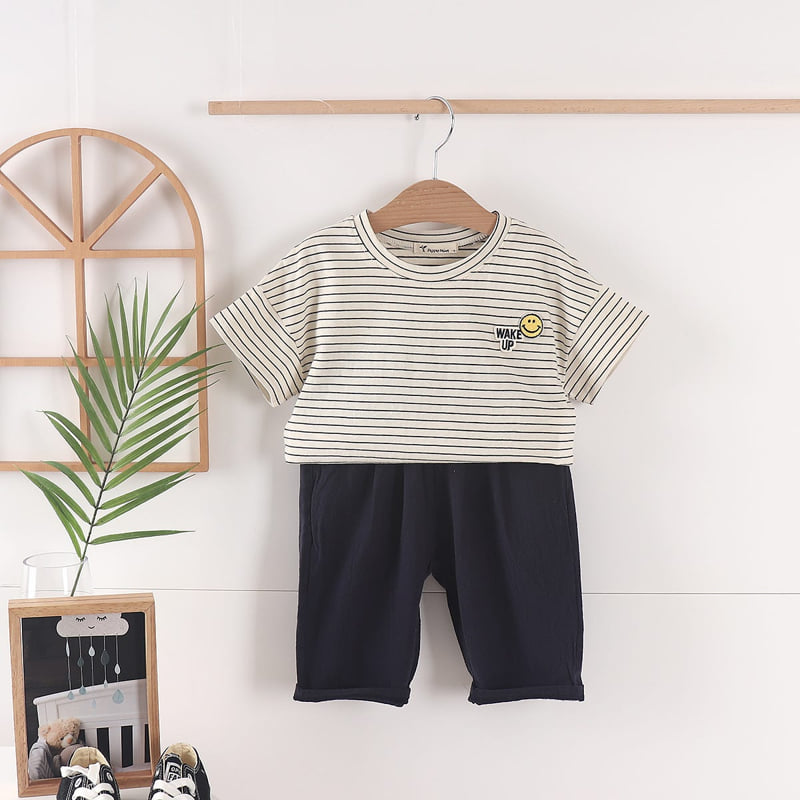 Pepper Mint - Korean Children Fashion - #discoveringself - Stripe Smile Tee - 10