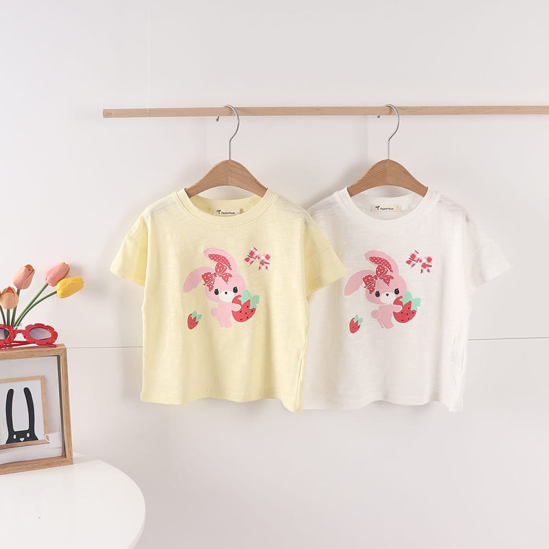Pepper Mint - Korean Children Fashion - #discoveringself - Strawberry Rabbit Tee - 3