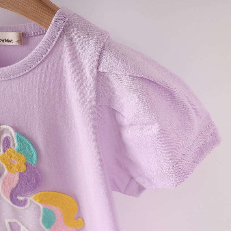 Pepper Mint - Korean Children Fashion - #designkidswear - Unicorn Short Sleeve One-piece - 4