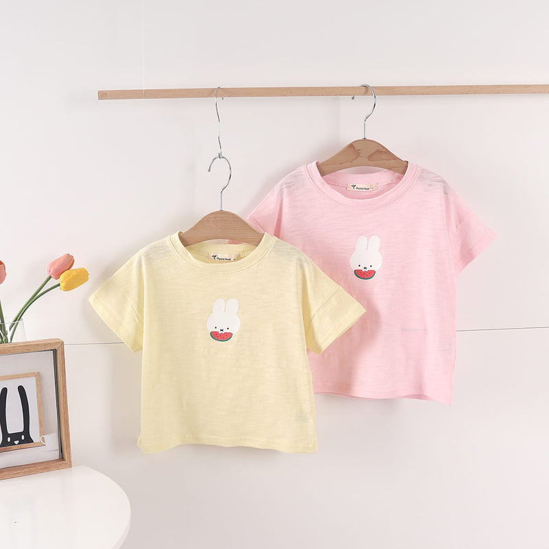 Pepper Mint - Korean Children Fashion - #discoveringself - Watermelon Rabbit Tee
