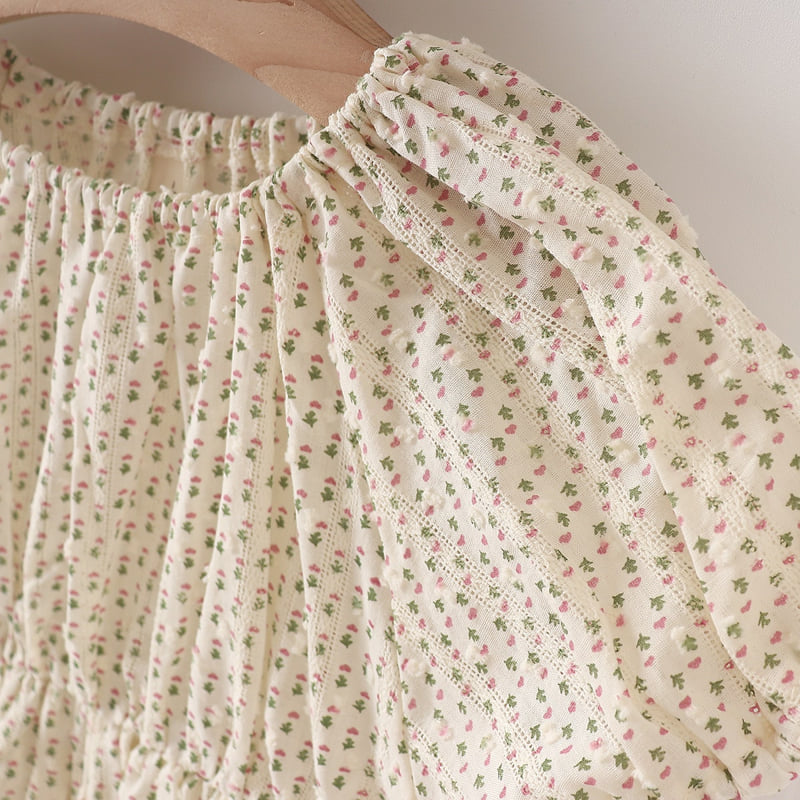 Pepper Mint - Korean Children Fashion - #fashionkids - Small Flower Blouse Top Bottom Set - 11