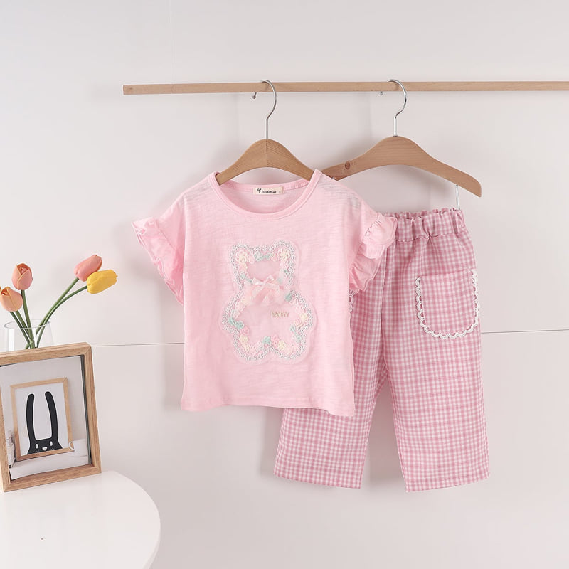 Pepper Mint - Korean Children Fashion - #kidsshorts - Bear Frill Tee - 10