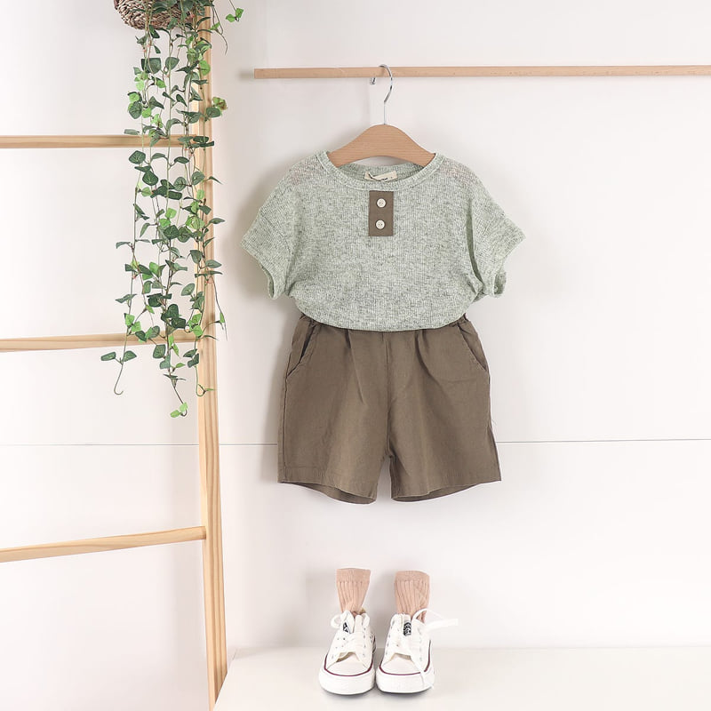 Pepper Mint - Korean Children Fashion - #kidsshorts - Knit Button Tee - 7
