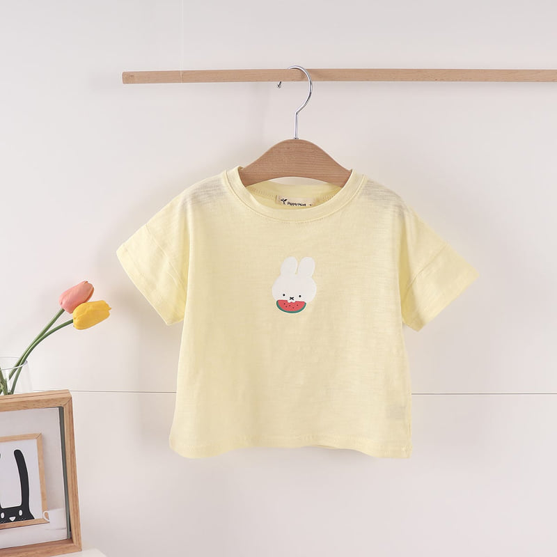 Pepper Mint - Korean Children Fashion - #kidsshorts - Watermelon Rabbit Tee - 3