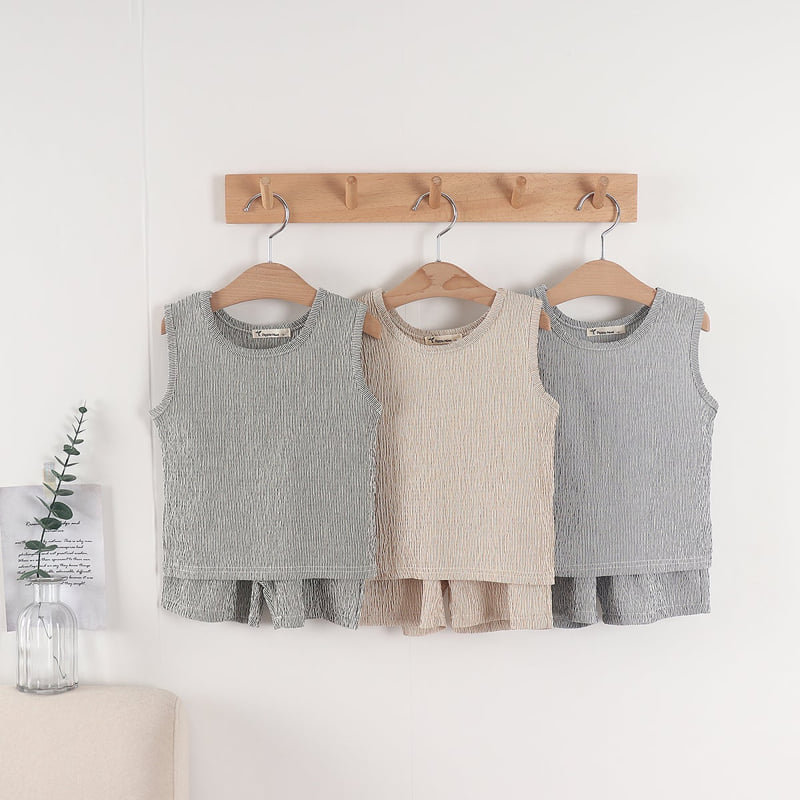 Pepper Mint - Korean Children Fashion - #kidsstore - Stripe Top Bottom Set - 2
