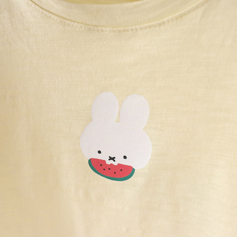 Pepper Mint - Korean Children Fashion - #kidsshorts - Watermelon Rabbit Tee - 4