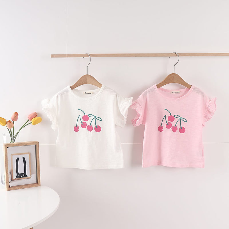 Pepper Mint - Korean Children Fashion - #kidsstore - Cherry Frill Tee - 2
