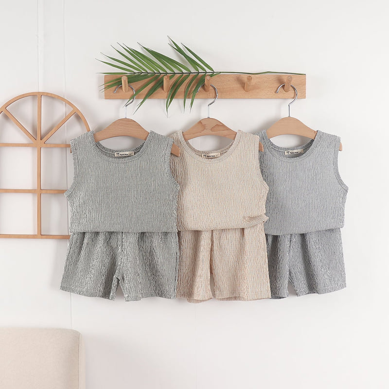 Pepper Mint - Korean Children Fashion - #kidzfashiontrend - Stripe Top Bottom Set - 3