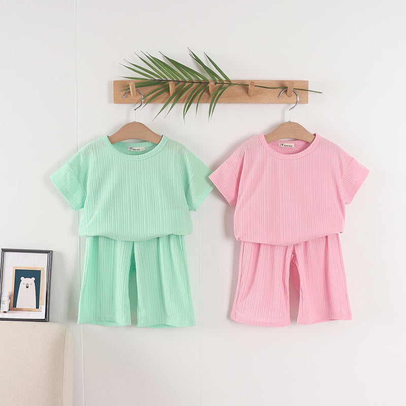 Pepper Mint - Korean Children Fashion - #kidzfashiontrend - Stripe Top Bottom Set