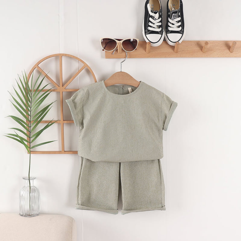 Pepper Mint - Korean Children Fashion - #kidzfashiontrend - Chamber Top Bottom Set - 11