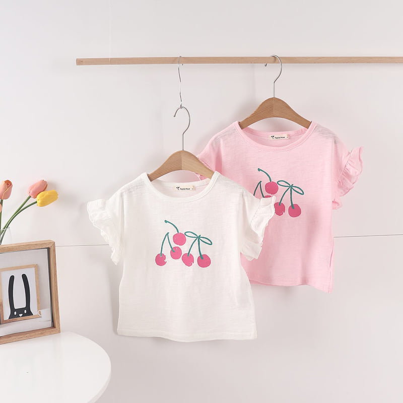 Pepper Mint - Korean Children Fashion - #kidzfashiontrend - Cherry Frill Tee - 3