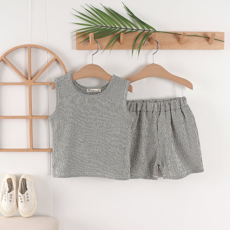Pepper Mint - Korean Children Fashion - #littlefashionista - Stripe Top Bottom Set - 5