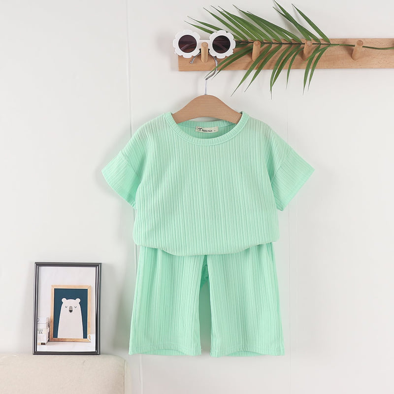 Pepper Mint - Korean Children Fashion - #littlefashionista - Stripe Top Bottom Set - 3