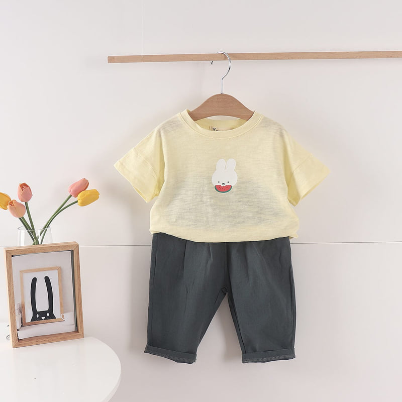 Pepper Mint - Korean Children Fashion - #littlefashionista - Watermelon Rabbit Tee - 7