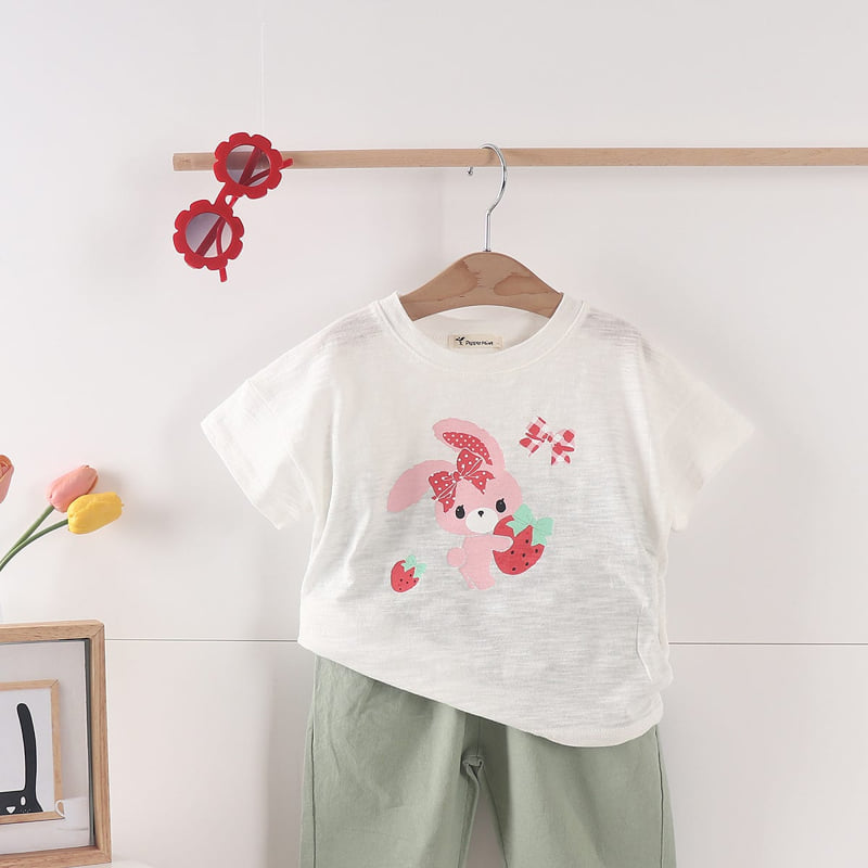Pepper Mint - Korean Children Fashion - #magicofchildhood - Strawberry Rabbit Tee - 10