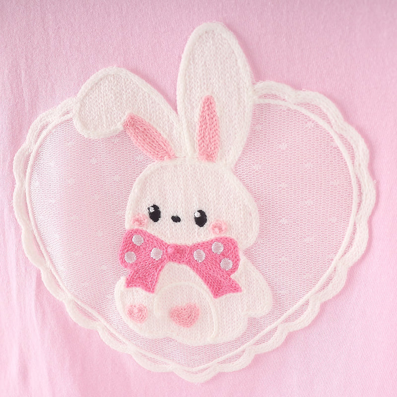 Pepper Mint - Korean Children Fashion - #magicofchildhood - Check Rabbit Long Tee - 5
