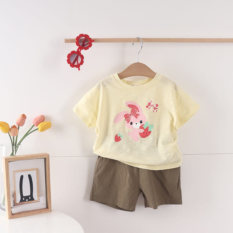 Pepper Mint - Korean Children Fashion - #minifashionista - Strawberry Rabbit Tee - 11