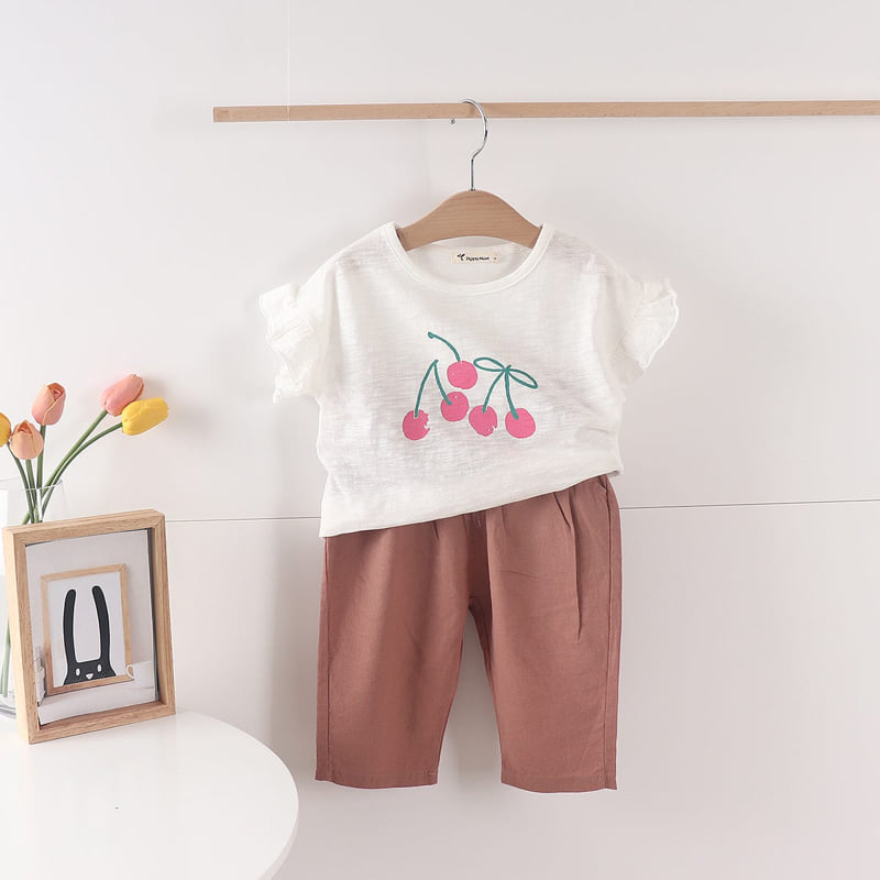 Pepper Mint - Korean Children Fashion - #minifashionista - Cherry Frill Tee - 7