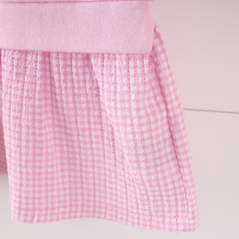 Pepper Mint - Korean Children Fashion - #minifashionista - Check Rabbit Long Tee - 6