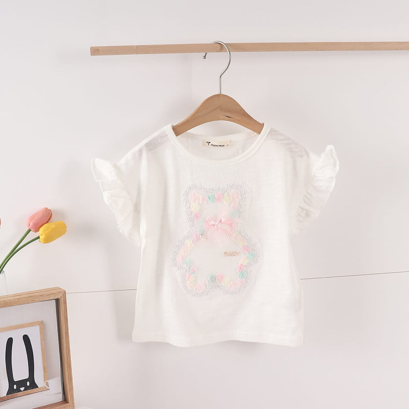 Pepper Mint - Korean Children Fashion - #prettylittlegirls - Bear Frill Tee - 3