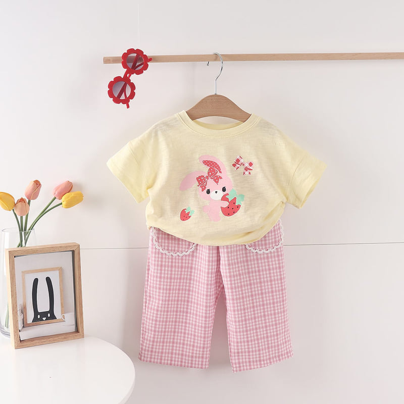 Pepper Mint - Korean Children Fashion - #prettylittlegirls - Strawberry Rabbit Tee - 12