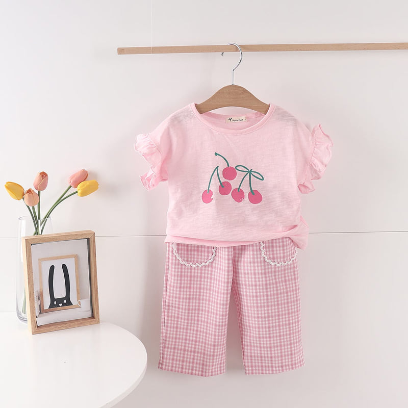 Pepper Mint - Korean Children Fashion - #prettylittlegirls - Cherry Frill Tee - 8